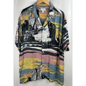 Y2K 90s Arizona Jean Co Desert Landscape AOP Button Shirt XXL
